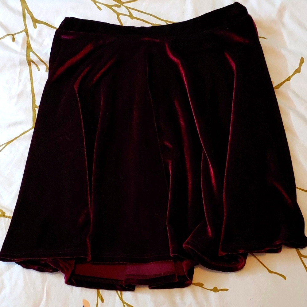 Red satin skirt